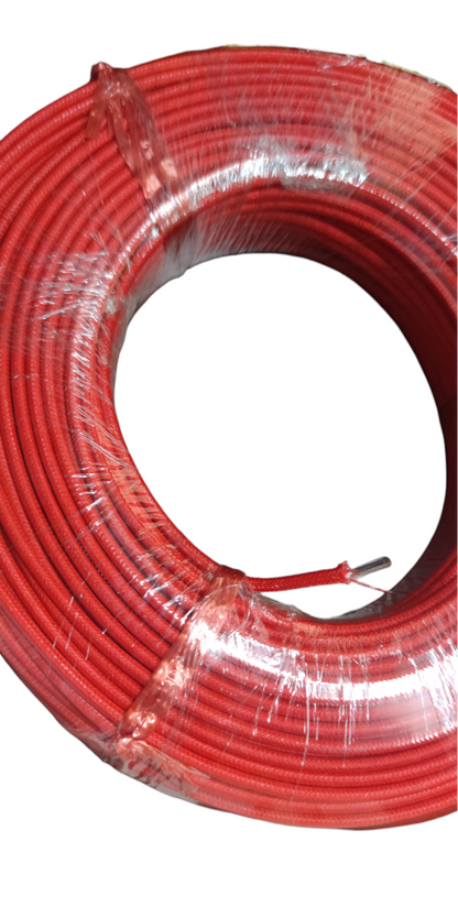 Grippes red coil of Silicon Wire 2.5 mm Fiberglass Cable wrapped in plastic for electrical use