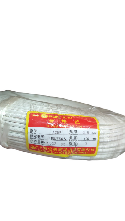 Grippes Silicon Wire 2.5 mm Fiberglass Cable wrapped and labeled for electrical use