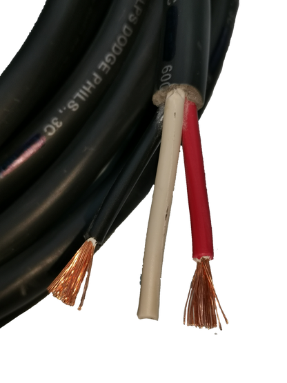 Close-up of Phelps Dodge Power Cable AWG 14 3 Core with three individual copper strands