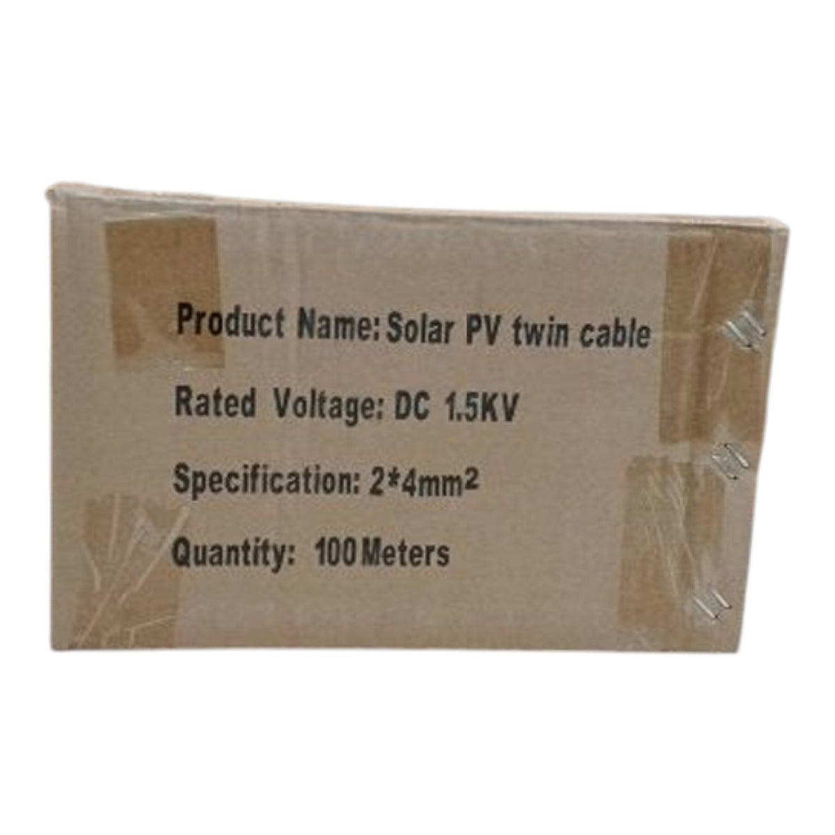 Power Gold Solar PV Twin Cable box packaging label showing 2x4mm² specification and DC 1.5KV rating