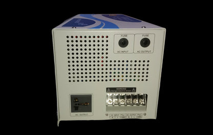 Denko 3000W Inverter 24VDC to 220V AC power converter with AC input, output fuses, and terminal connections