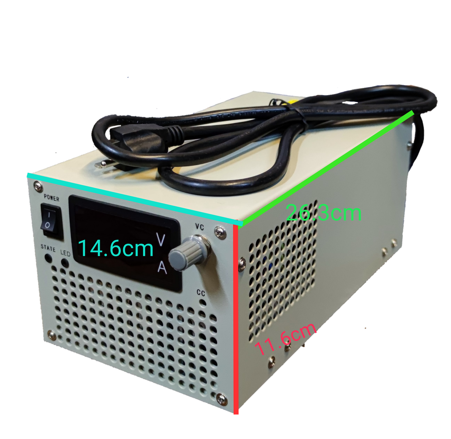 ZwitseRise 36V 50A regulated power supply with adjustable voltage and current settings
