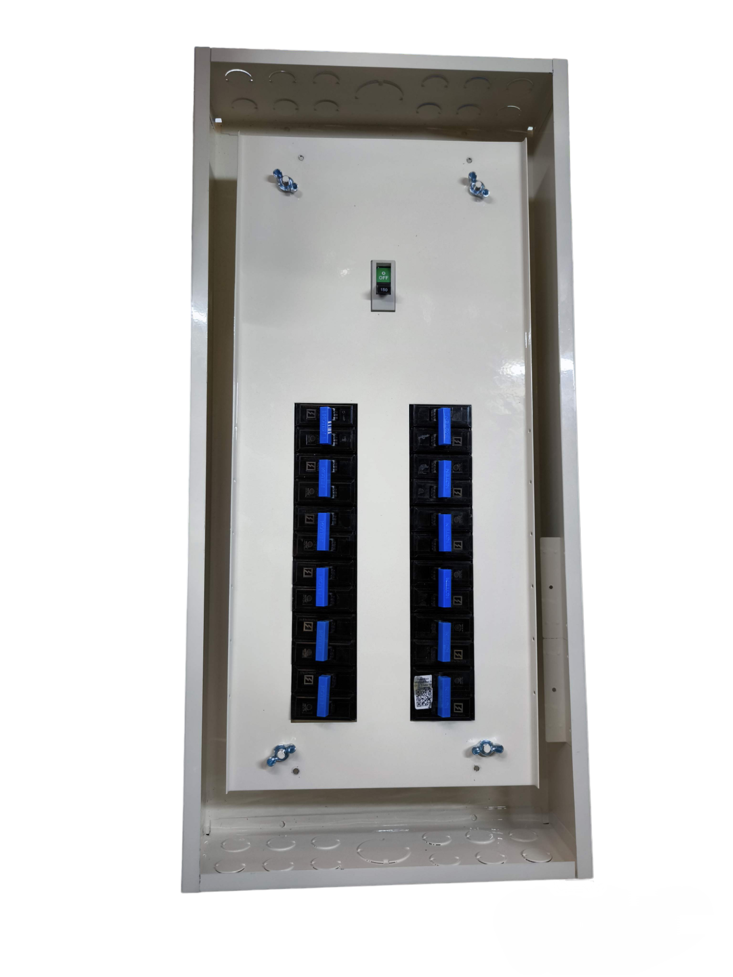 Koten electrical distribution panel with 12 Branches 150A 2P Main with B-On Branches metal enclosure and breakers