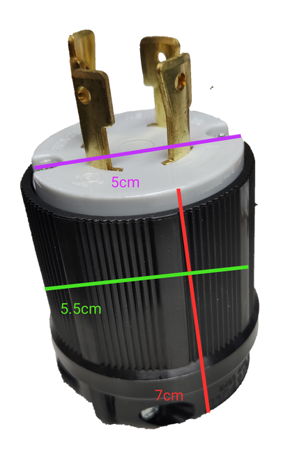 Grippes NEMA L15 250V industrial connector black ribbed plug with brass blades for generators