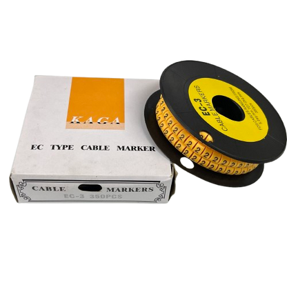Cable "2" Marker 5.0mm to 7.2mm Yellow EC-3, 350PCS