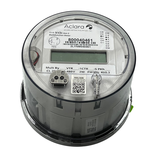 GE or Aclara KV2C FM3S KWH Electric Meter CT Rated Single Phase 2 Wire 120V-480VAC 5 Jaws