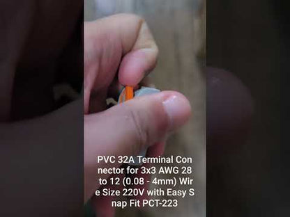 PVC 32A Terminal Connector for 3x3 AWG 28 to 12 (0.08 - 4mm) Wire Size 220V with Easy Snap Fit PCT-223