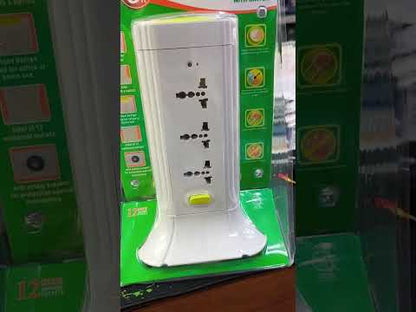 Omni 9 Gang Universal Outlet Tower Extension Cord 12 Gang With Switch (1.83 Meter) 2500W 10A 250V