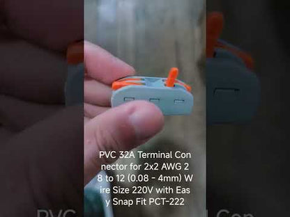 PVC 32A Terminal Connector for 2x2 AWG 28 to 12 (0.08 - 4mm) Wire Size 220V with Easy Snap Fit PCT-222