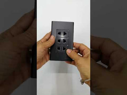 Panasonic 3-Gang Universal Outlet Gray 16A 250V with Wide Color Refina Series Metallic Black Plate Cover WEG6803MB-1/3XWEG10919H-5