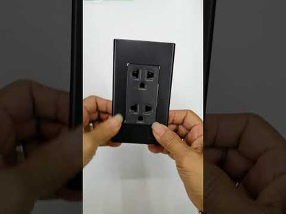 Panasonic Duplex Universal Outlet, 2 Gang Outlet with Ground and Wide Color Refina Series Metallic Black Plate Cover 16A 250V  WEG6803MB-1/WEG15929H-5