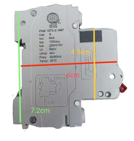 Himel 20a 1 pole MCB 220V electrical circuit breaker with specifications on white casing