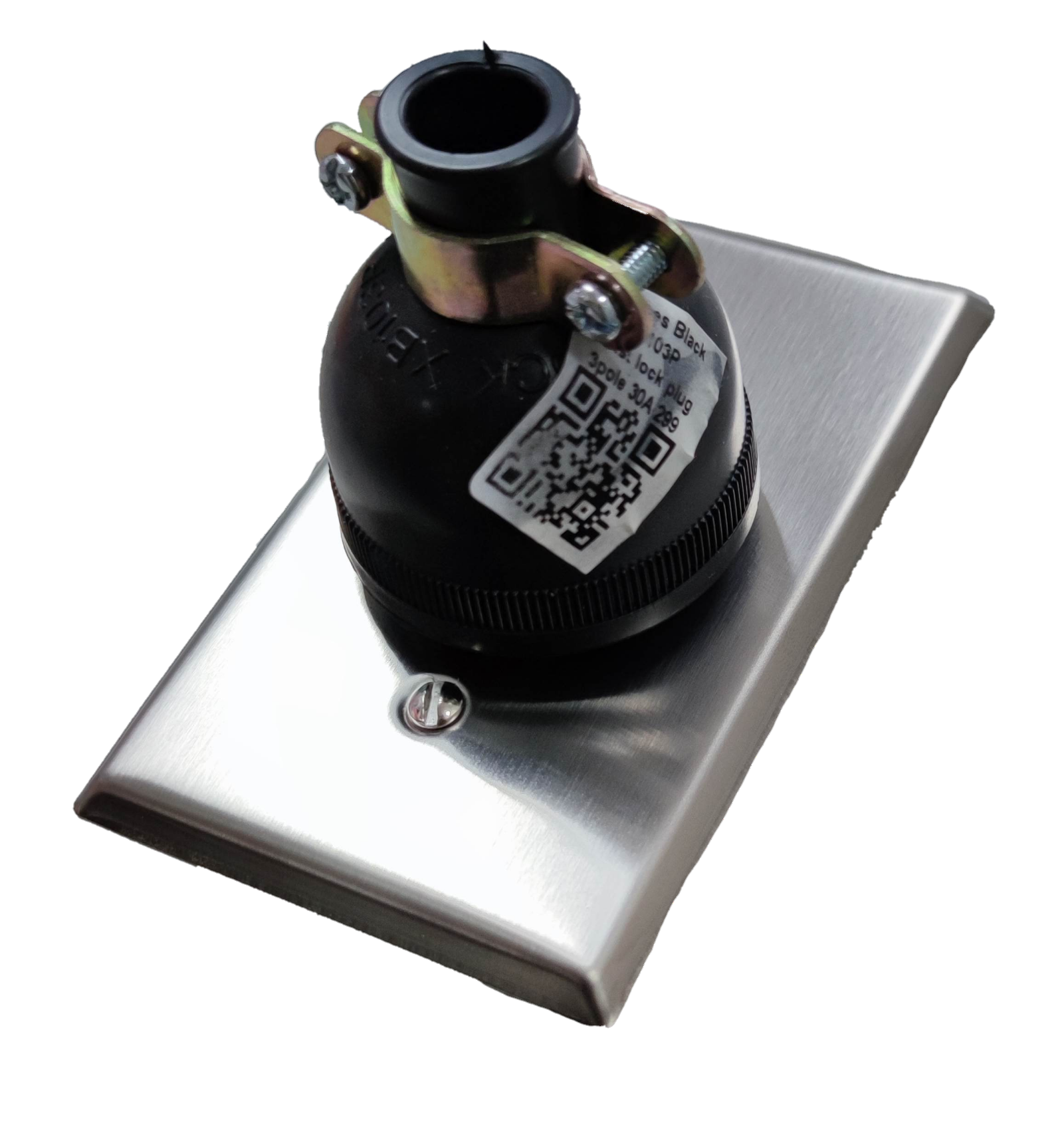 Grippes 30A twist lock wall outlet mounted on stainless steel plate heavy duty industrial plug connector