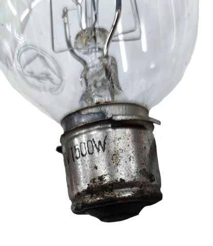Fuji incandescent bulb close-up showing Projector Lamp 1500W B22 220V metal base and glass bulb