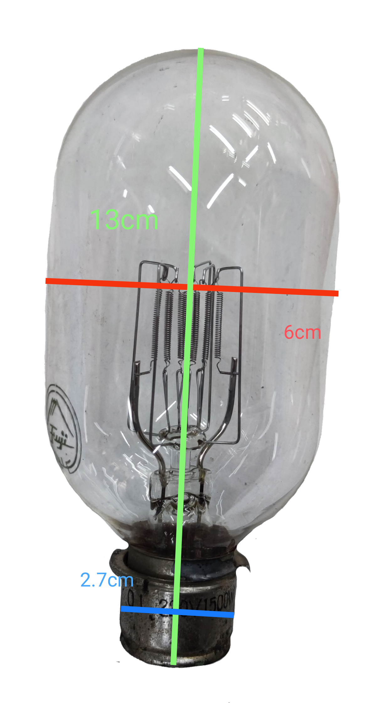 Fuji incandescent projector lamp 1500W B22 220V bulb with clear glass and metal base