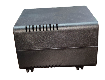 Black PVC box for wiring and assembly with ventilation slots for electrical components