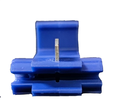 Close-up of quick connect terminal set in blue for secure electrical connections and easy installation