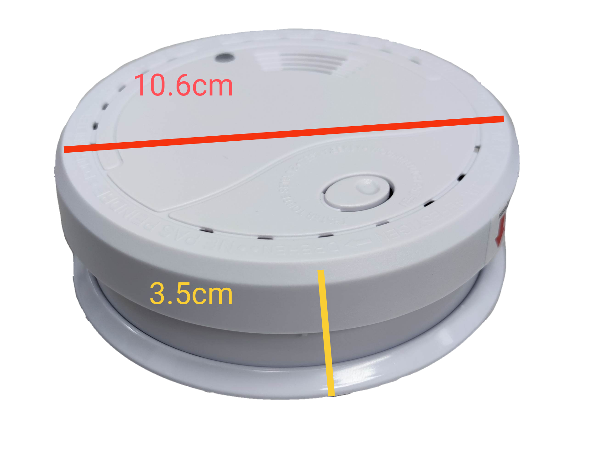 Home Safe Smoke Detector 9V white circular fire alarm with test button and ventilation holes