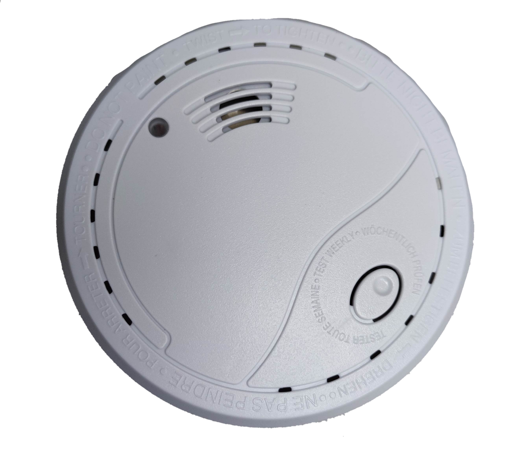 Home Safe Smoke Detector 9V white round fire alarm with test button and ventilation slots