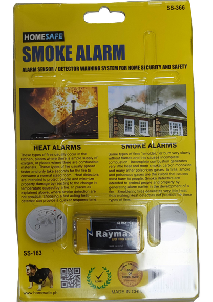 Home Safe Smoke Detector 9V battery included fire alarm sensor and warning system for home safety