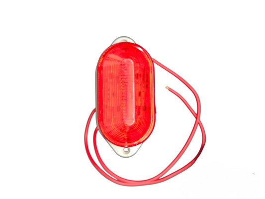 Denko red emergency warning lamp 12 volt with oval shape and attached red wiring for safety use