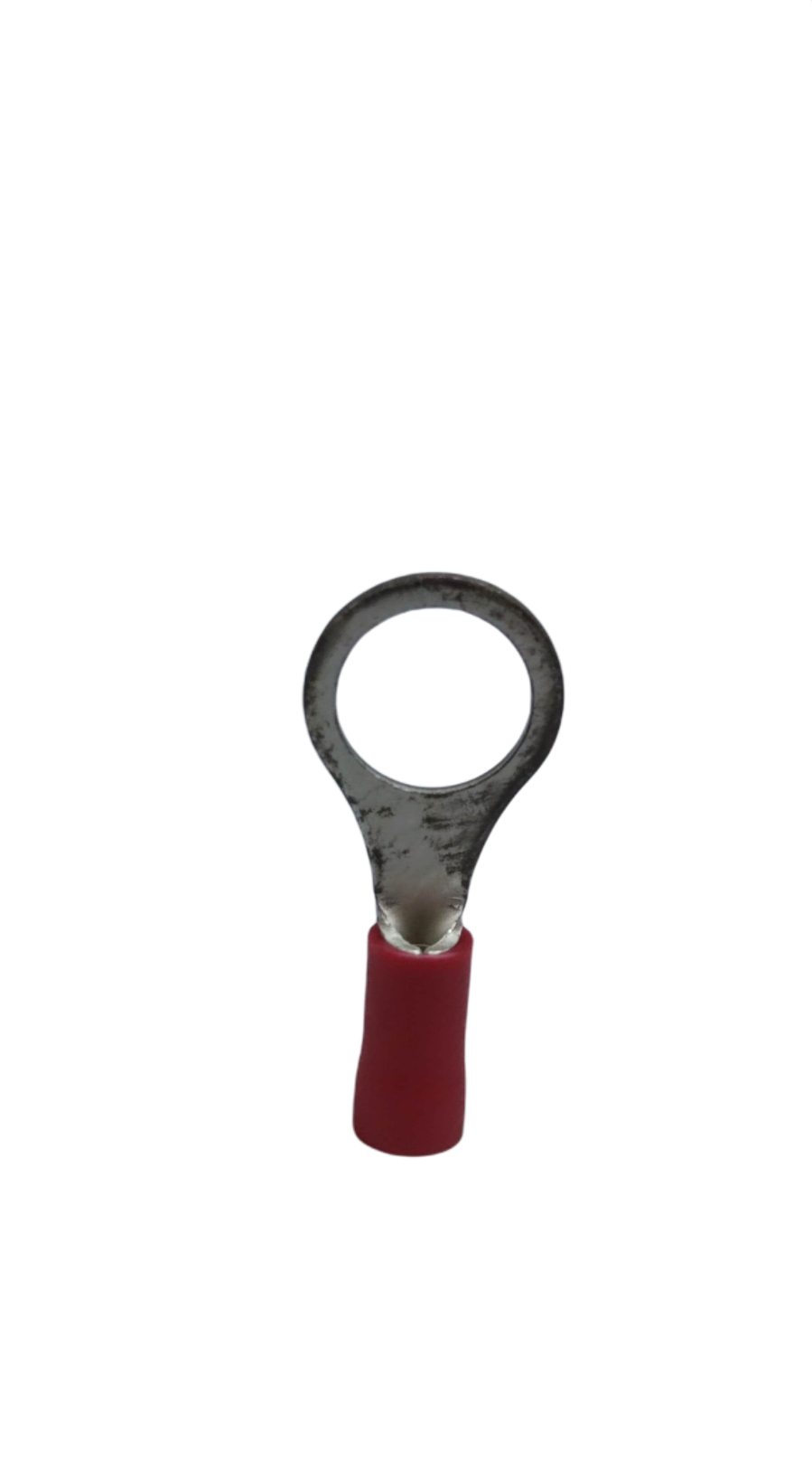 Red insulated ring terminal lugs for connecting electrical circuitry securely and safely