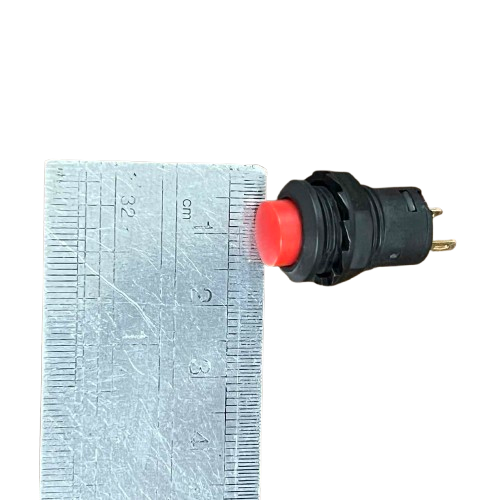 Red Push Lock 1A 220V Button with Measurement Ruler for Size Reference