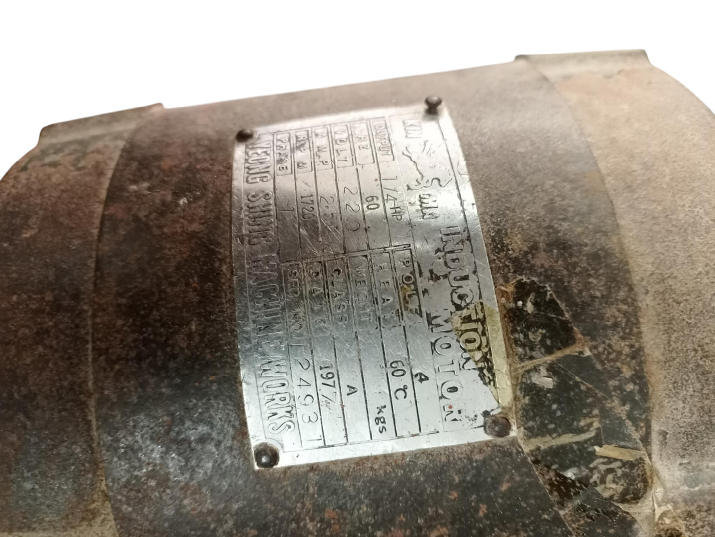 Kinma Induction Motor Single Phase Refurbished with metal specification plate and worn casing