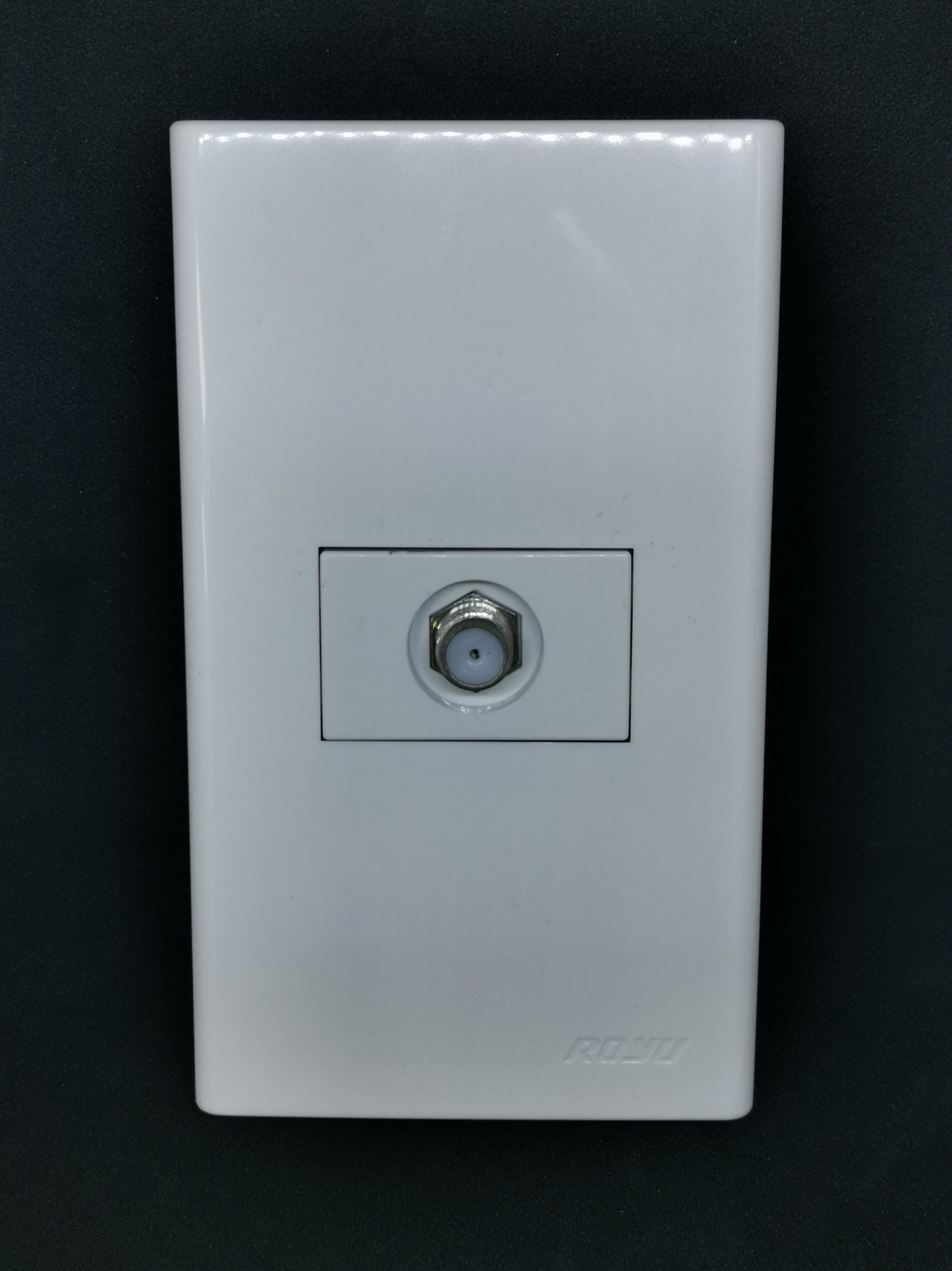 Royu white single gang wall plate with 1 Gang F Jack Thread Type Outlet coaxial connector flush mount