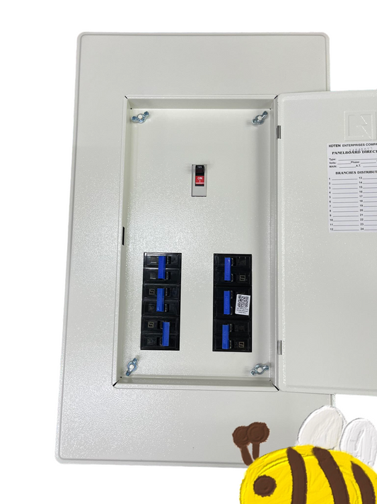Koten electrical panel with 6 Branches 2pole Bolt On circuit breakers inside a metal enclosure