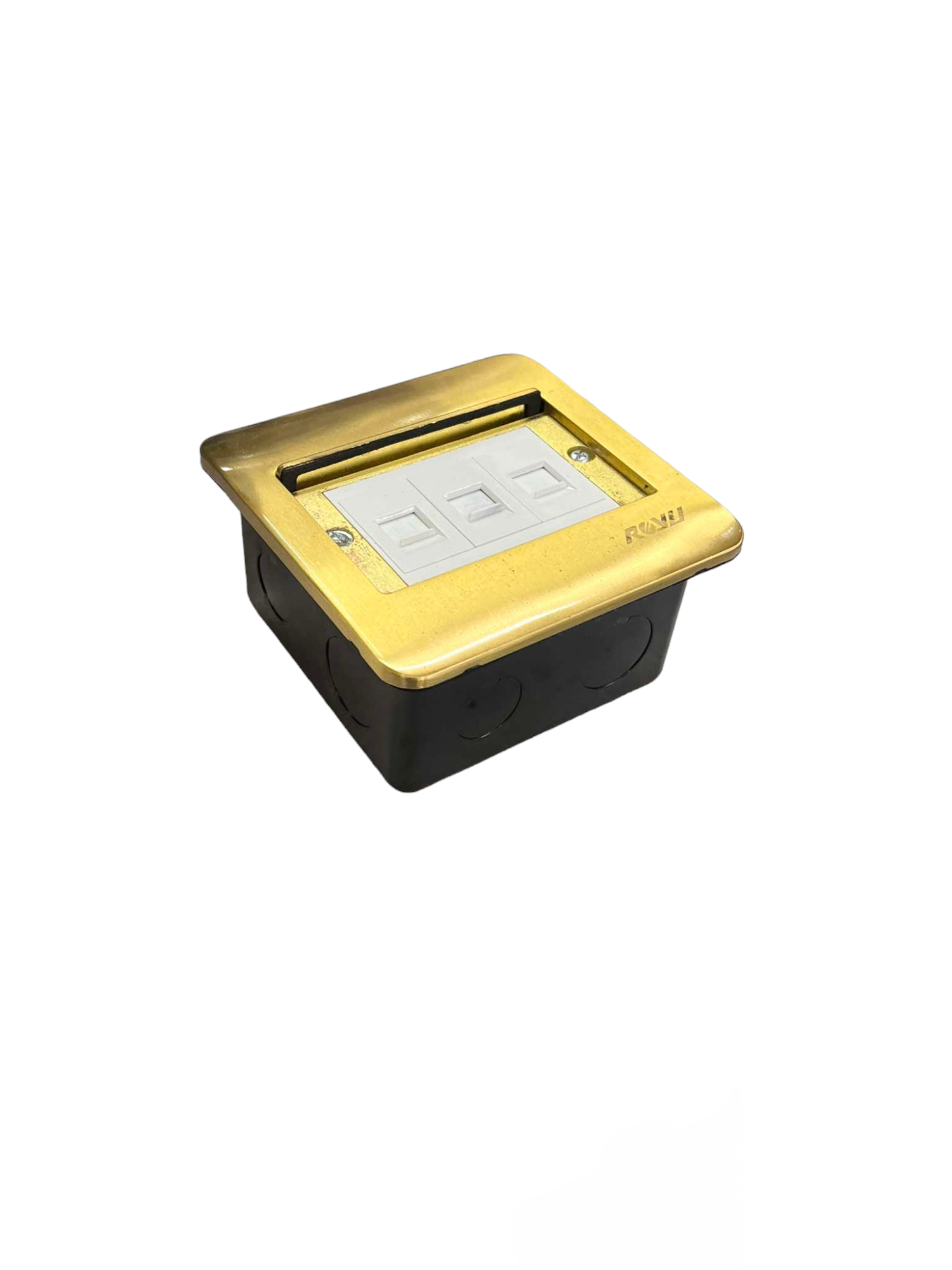 Royu Floor Outlet TEL and 2 LAN Outlet with brass frame for clean cable management