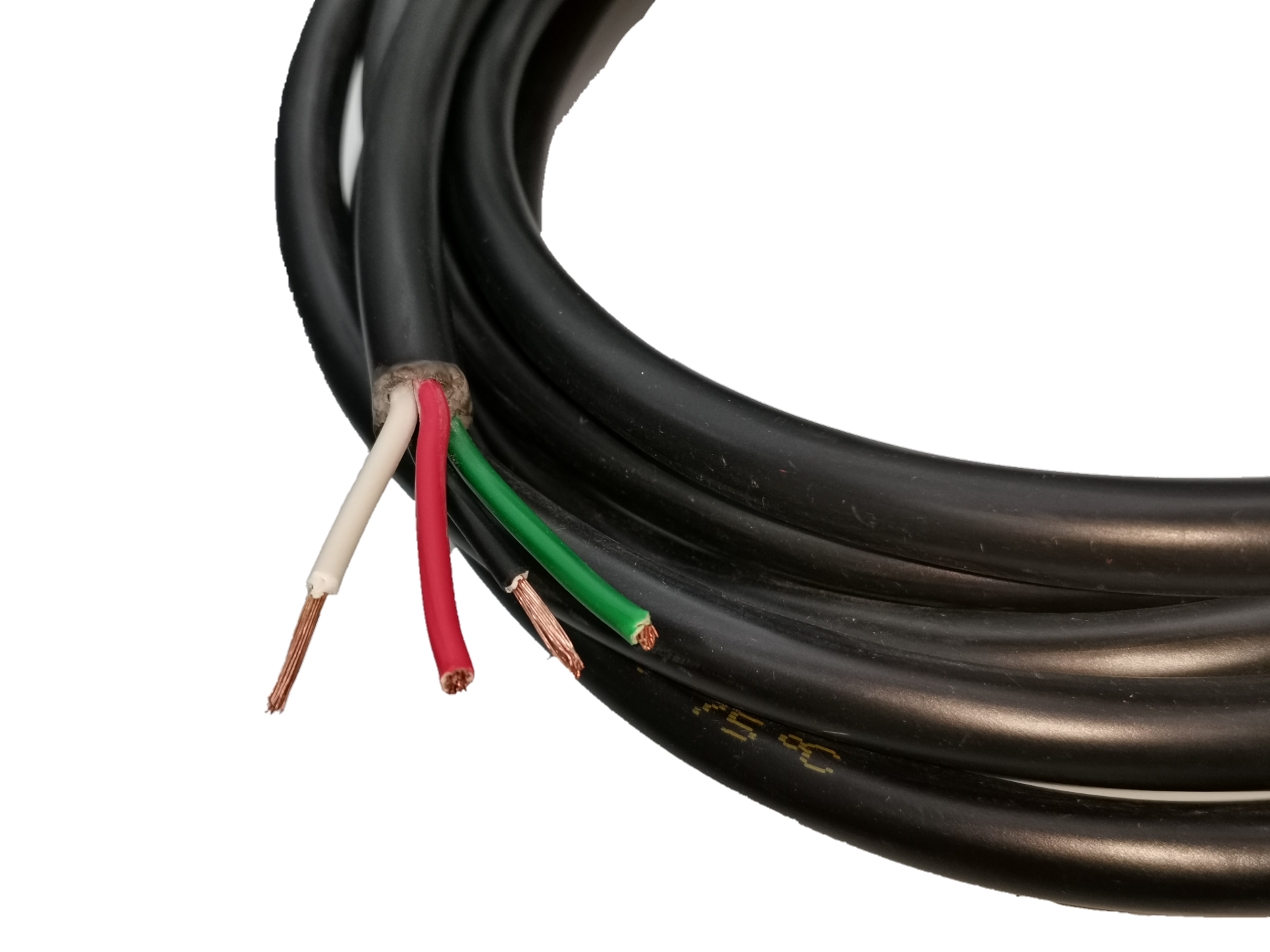 Phelps Dodge 4 core royal cord 5.5mm black electrical wire with exposed colored copper wires