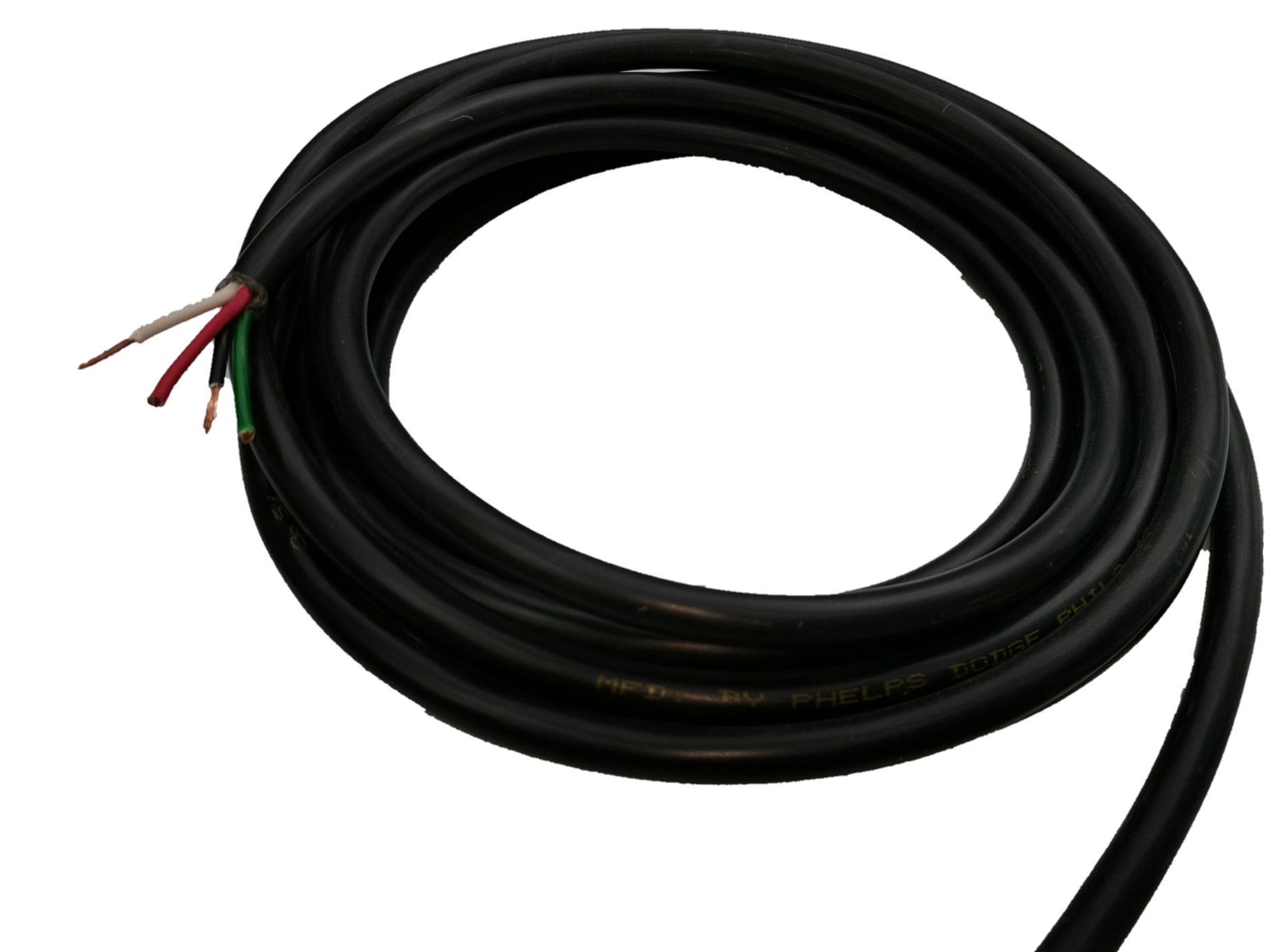 Phelps Dodge 4core royal cord 5.5mm black electrical wire with exposed colored leads