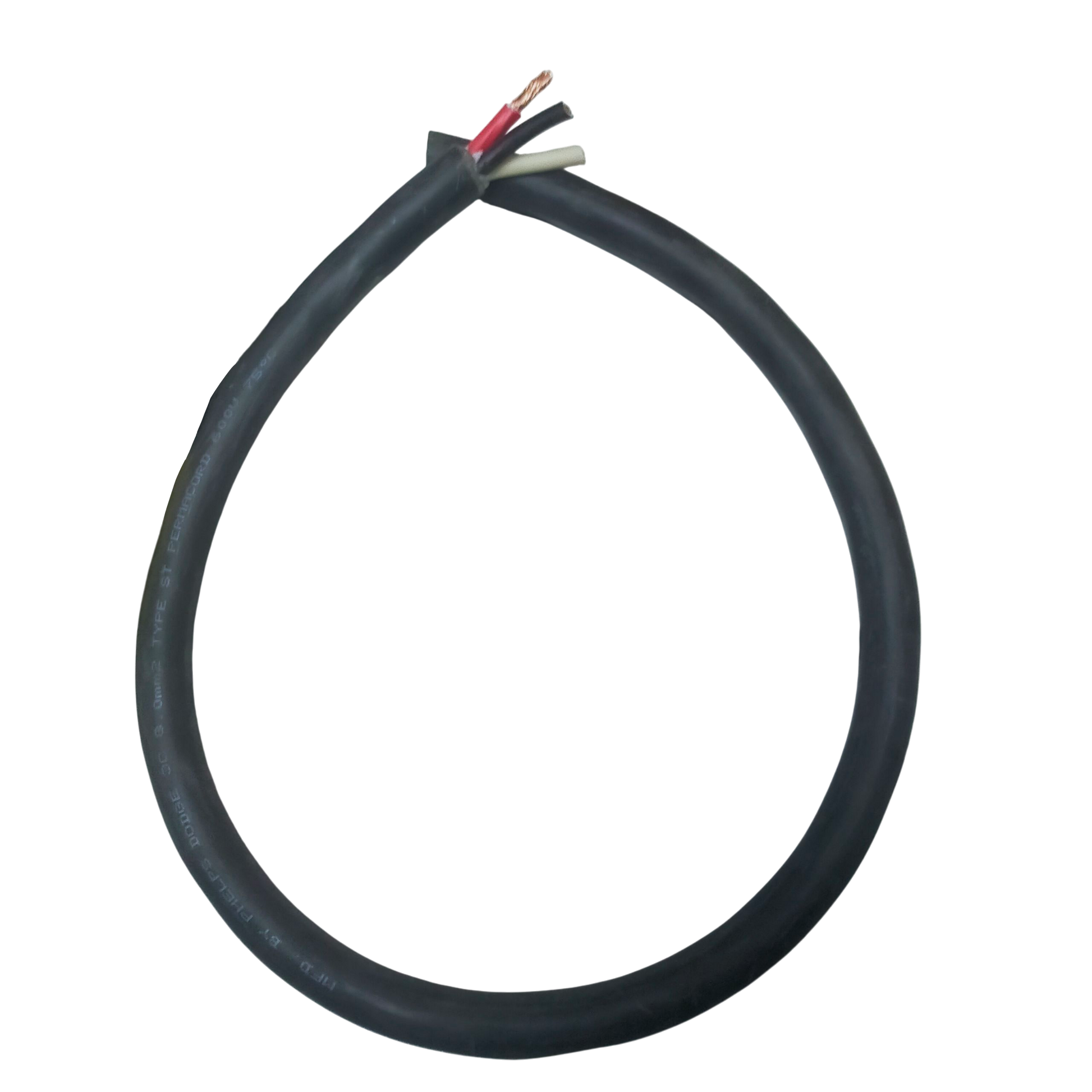 Phelps Dodge 8mm 3 core royal cord 5 meters wire with black insulation and exposed copper conductors