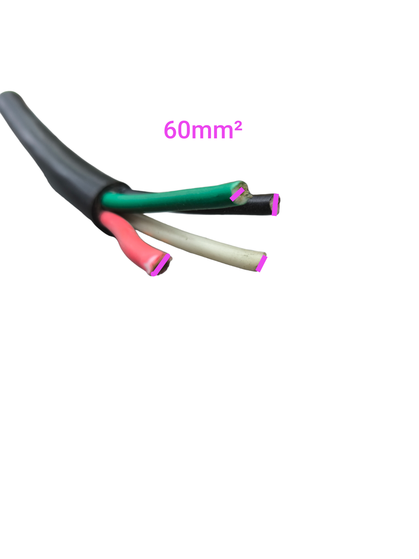 Philflex industrial 60mm power royal cord 4 core black cable with exposed colored wires