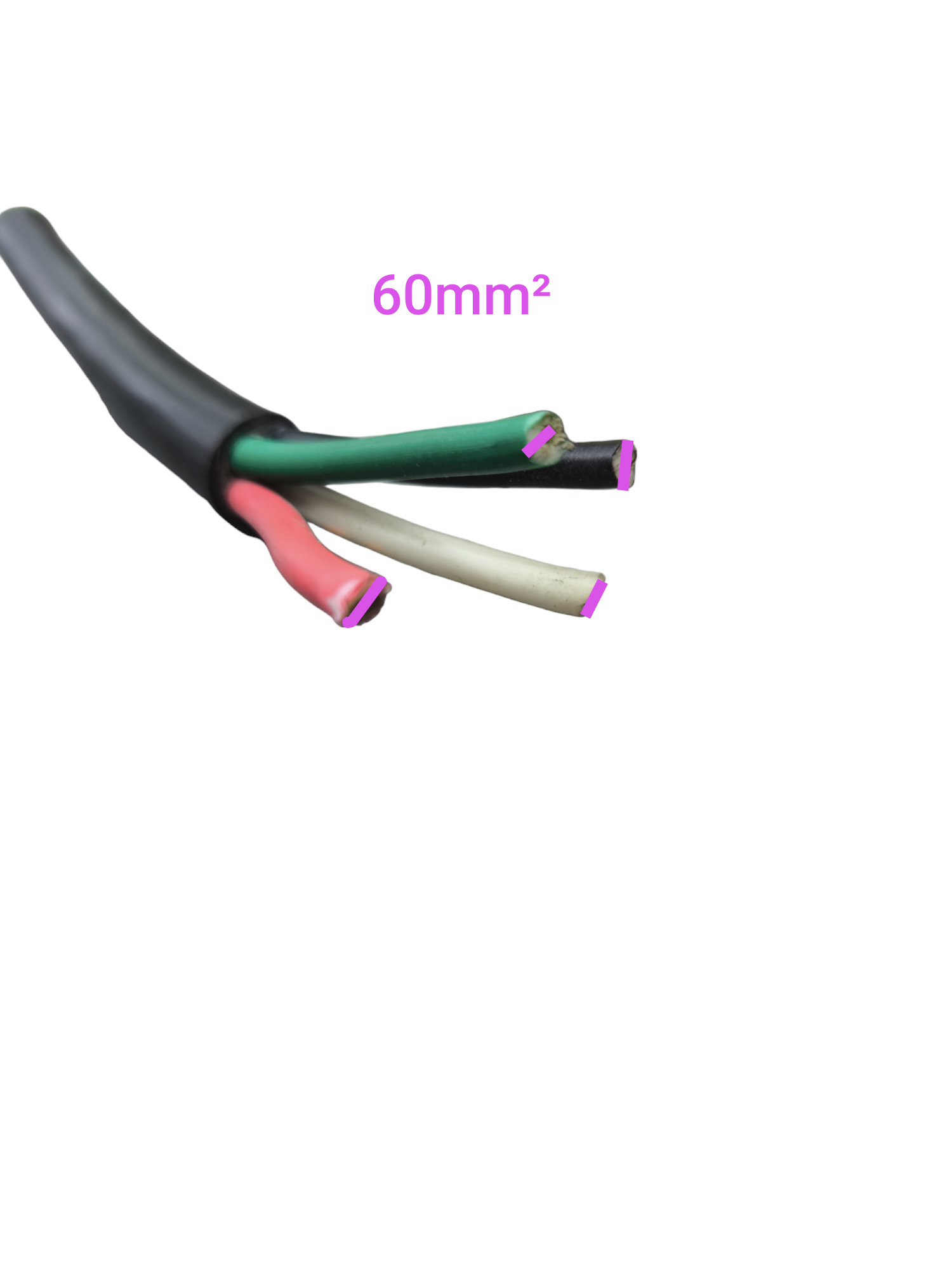 Philflex industrial 60mm power royal cord 4 core black cable with exposed colored wires