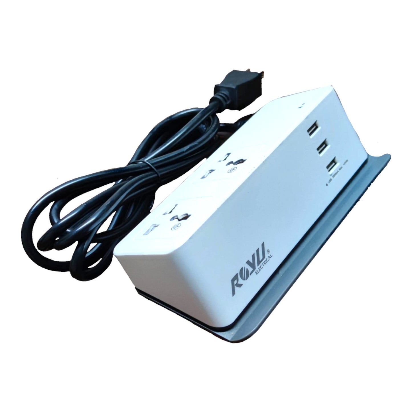 Royu Desk Extension Cord with 2 Gang Universal Outlet 10A 250V & 3 Gang USB Port 5V 2.4 A REDEC432/W