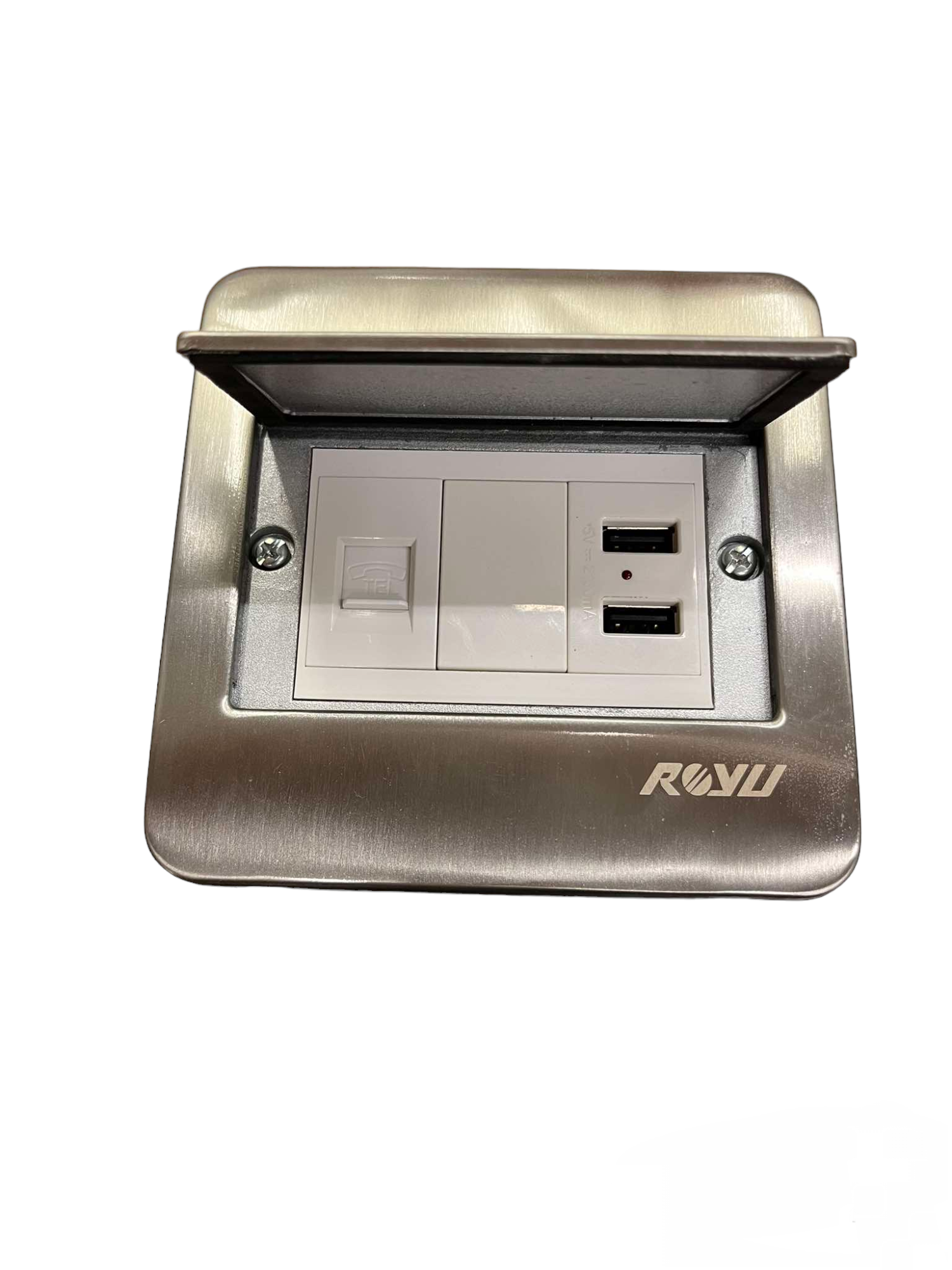 Royu Floor Outlet 2 Port USB Outlet 2100mAh with metal cover and dual USB ports