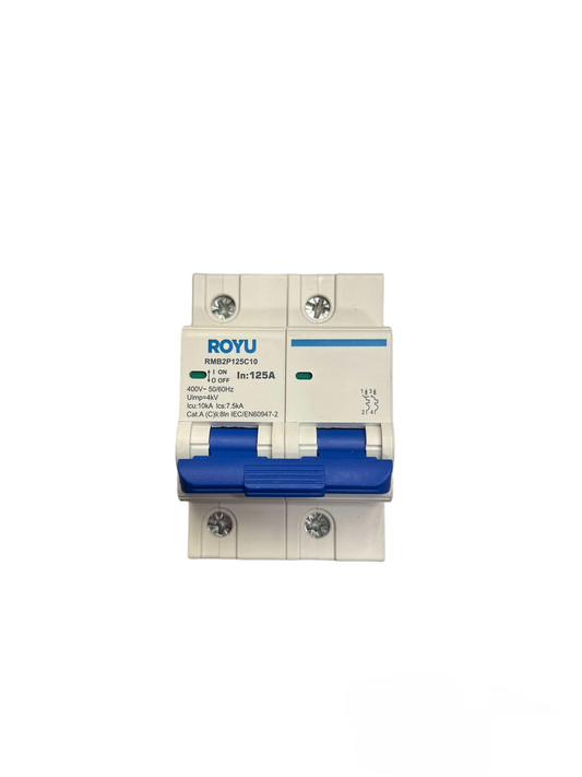 Royu miniature circuit breaker 220V double pole electrical safety switch with blue toggles