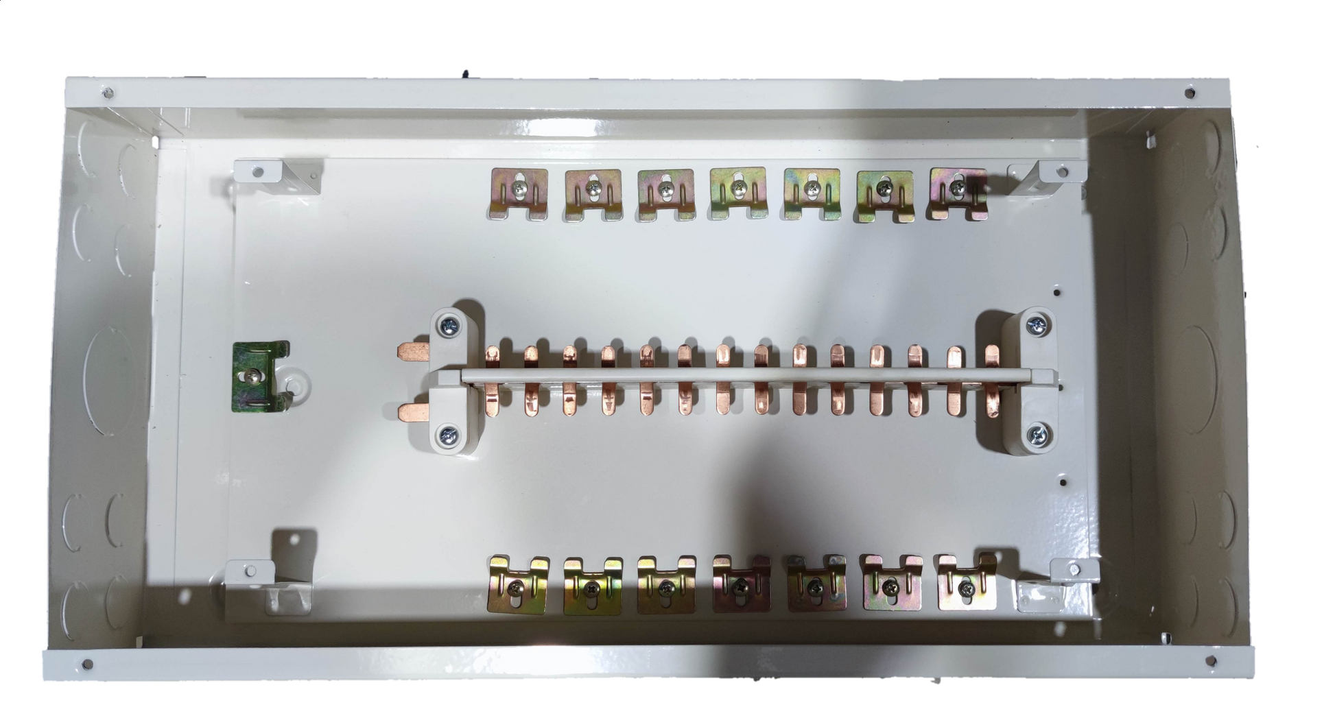 Royu miniature circuit breaker panel with metal bus bar and mounting slots by Chint and Koten