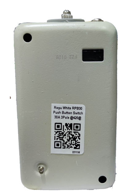 Royu Push Button Switch 30A 250V 3 Pole white electrical switch with QR code on front panel
