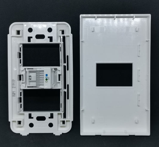 Royu 1 gang telephone outlet white plastic faceplate and mounting bracket with single rectangular opening