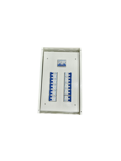 Royu 2 pole panel board for MCB with 100A Main white metal enclosure with dual MCB rows and 100A main