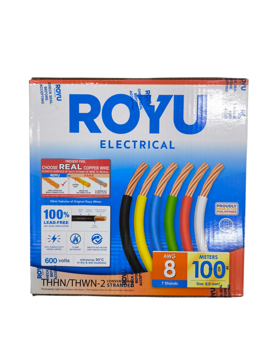 Royu THHN AWG 8 Stranded wire Black and multicolor electrical wires in 100 meter box