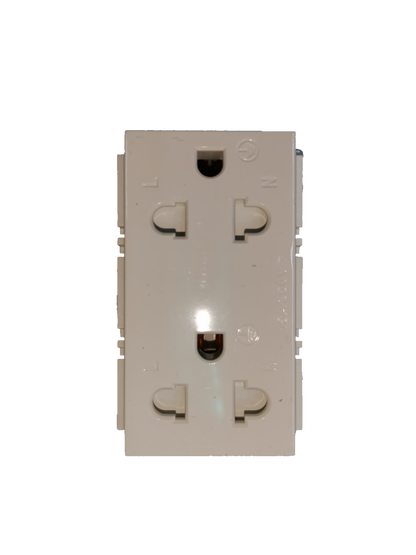 Royu Universal Duplex Outlet with Shutter in white for safe and versatile electrical connections