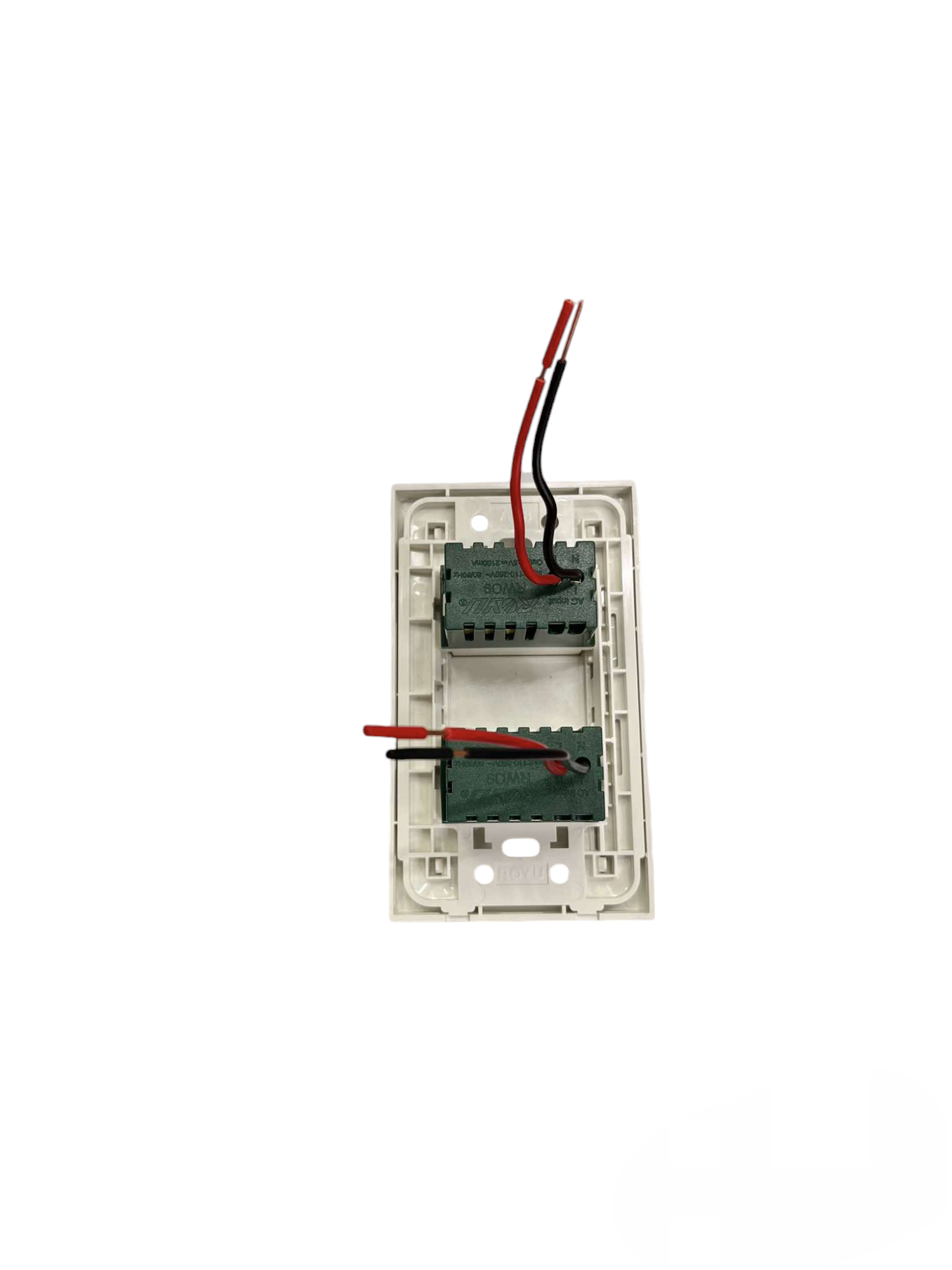 Royu wall charger USB outlet with plate cover showing wiring and internal components