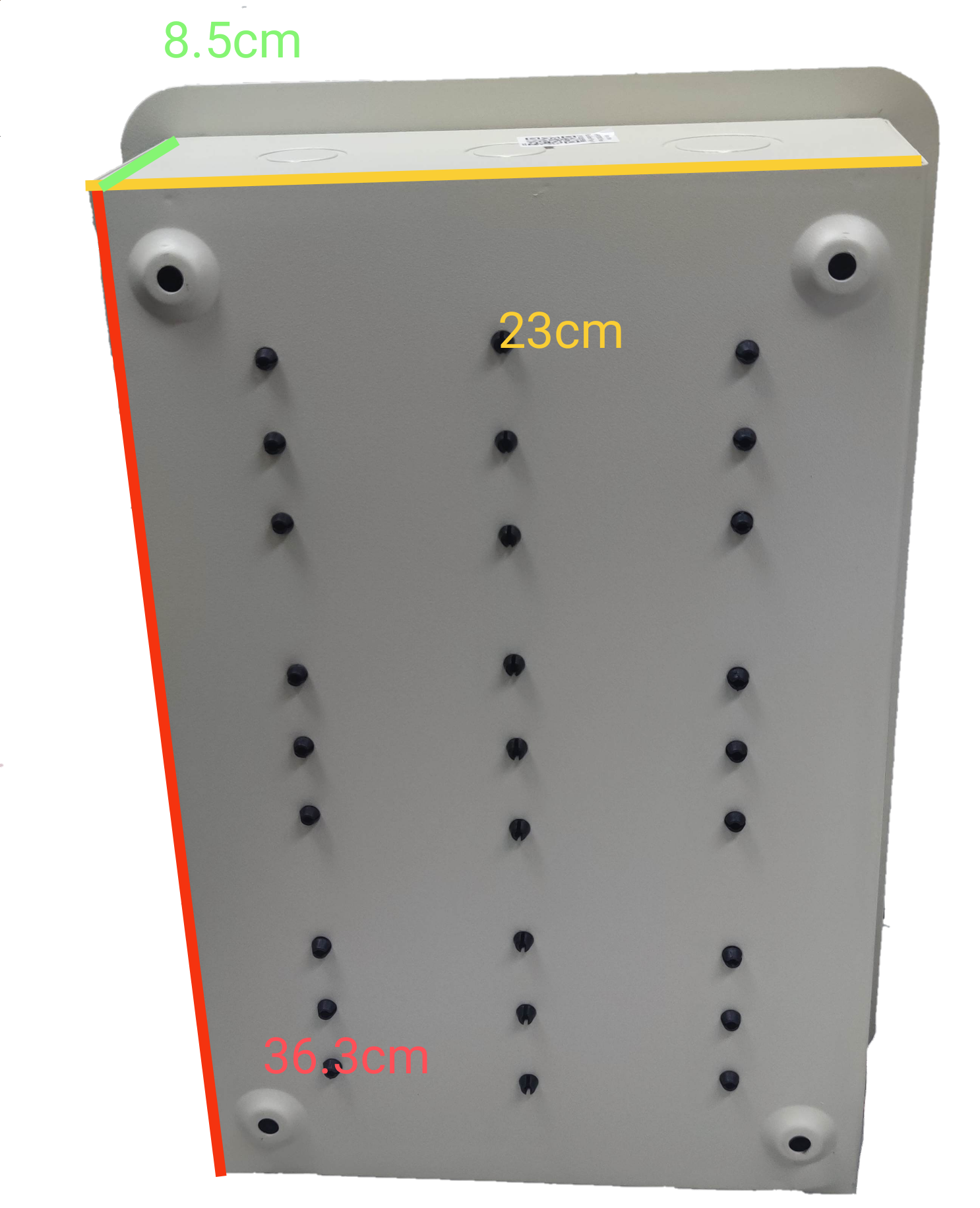 Royu Panel Board 5x5 10 Holes for 2 Pole Plug in electrical component with measurements displayed