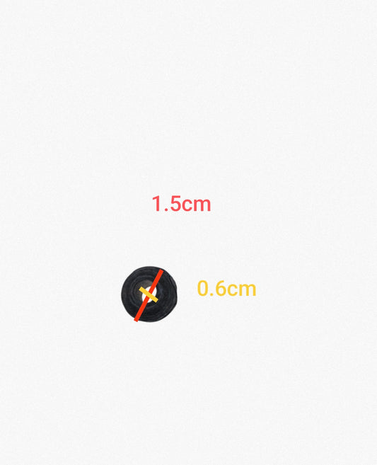 Black Rubber Gromet 1.5CM for cable management with labeled dimensions against white background
