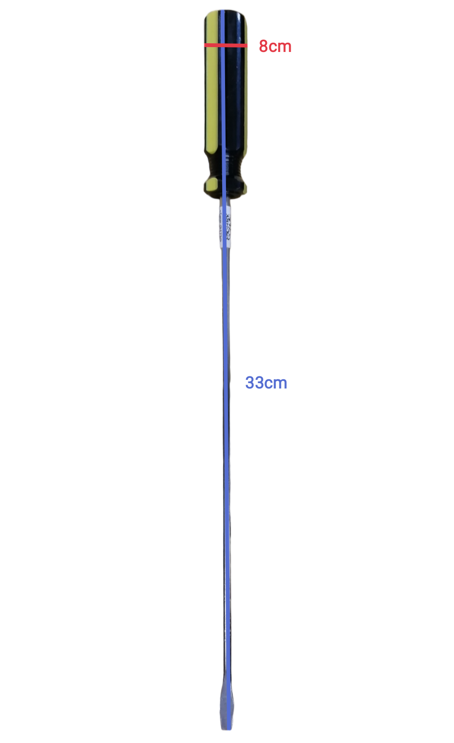 Rubicon 250mm slotted screwdriver with a black and yellow handle and metal shaft