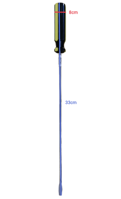 Rubicon 250mm slotted screwdriver with a black and yellow handle and metal shaft